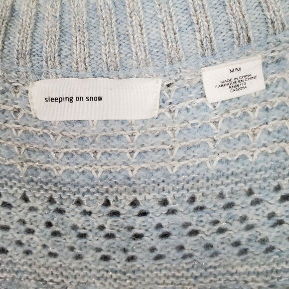 Sleeping On Snow Size M Sweater Cardigan Wool Angora Open Knit Zip Frosty Blue - Picture 4 of 6